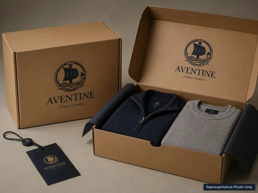 Aventine kraft apparel box with folded garments