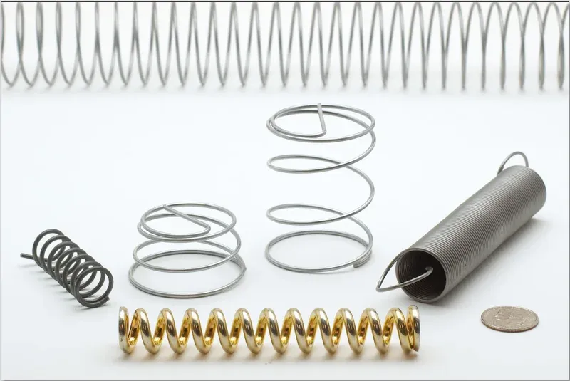 Compression, tapered, and torsion springs alongside formed wire components